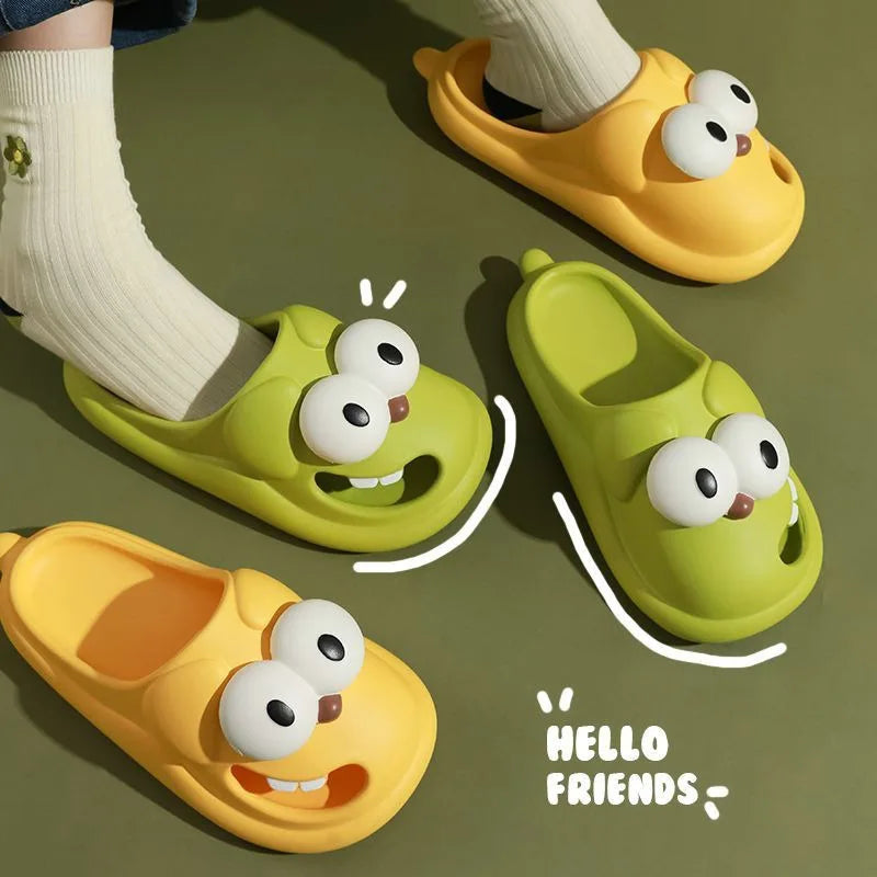 Women Shoes Summer Beach Cloud Big Eyes Dog Cartoon Cute Kawaii Slides Sandal Funny Flip Flops Soft Sole Non Slip Женские