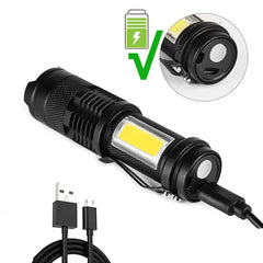 Mini LED Flashlight COB Portable Usb Rechargeable Tactical Dual