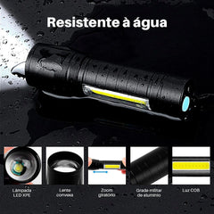 Mini LED Flashlight COB Portable Usb Rechargeable Tactical Dual