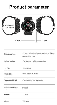 TINOW New Waterproof Smart Watch Men Heart Rate Blood Pressure Monitor Weather Sport Fitness Tracker Smartwatch For Android ios