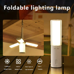 Folding Outdoor Portable Rechargeable Camping Torch Emergency Lamp High Capacity Lighting Dimmable Tent Hanging Light Lantern