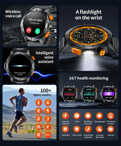 LIGE Sport Smart Watch LED Light Wireless Call Connect Phone Heart Rate Health Monitoring IP68 Waterproof Outdoor Men Smartwatch