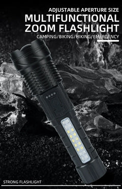 30W P50 COB Strong Light Flashlight Portable Rechargeable Bright Household LED Lamp Built in Battery with Power Display