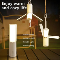 Folding Outdoor Portable Rechargeable Camping Torch Emergency Lamp High Capacity Lighting Dimmable Tent Hanging Light Lantern