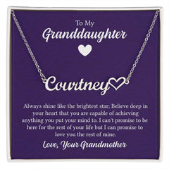 Heart Name Necklace - For Granddaughter From Grandmother